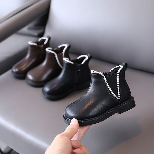 baby shoes korean pearl girl princess boots 2021 autumn winter children's plush short little leather martin, Black
baby shoes korean pearl girl princess boots 2021 autumn winter children's plush short little leather martin, Black