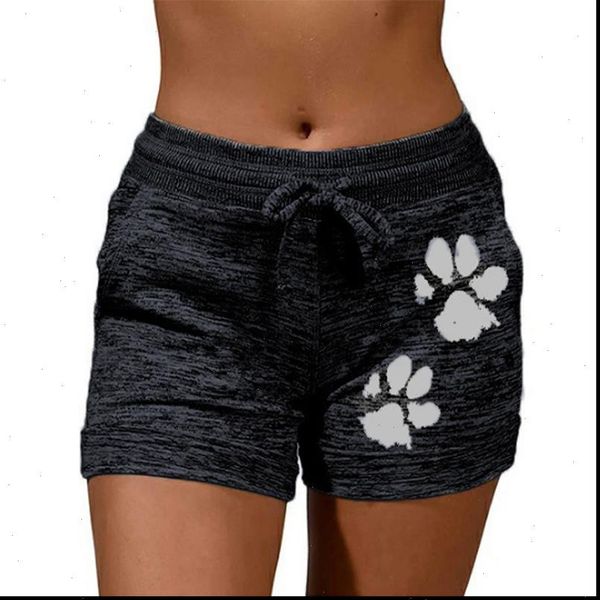 summer lace up cat paw print shorts womens drawstring high waist elastic short women 2021 fashion beach casual short bottoms, White;black 
summer lace up cat paw print shorts womens drawstring high waist elastic short women 2021 fashion beach casual short bottoms, White;black