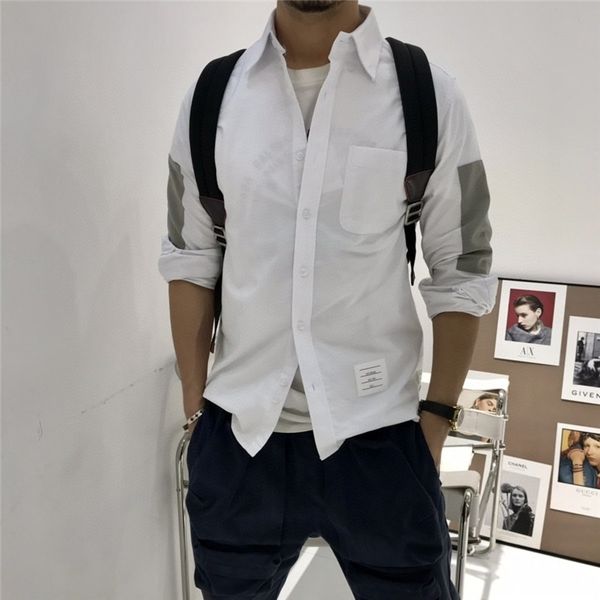 2021 early autumn new tb leisure long sleeve men's fashion sleeve patch cloth slim fit versatile shirt top, White;black
2021 early autumn new tb leisure long sleeve men's fashion sleeve patch cloth slim fit versatile shirt top, White;black