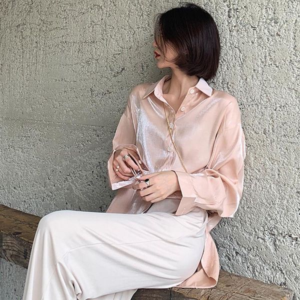 women's blouses & shirts philosophy wonder 2021 women glossy female long sleeve loose lady solid streetwear clothes shirt, White
women's blouses & shirts philosophy wonder 2021 women glossy female long sleeve loose lady solid streetwear clothes shirt, White