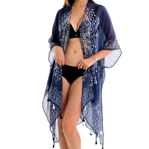 women's swimwear -selling printed chiffon outdoor beach bikini blouse sun protection clothing, White;black
women's swimwear -selling printed chiffon outdoor beach bikini blouse sun protection clothing, White;black