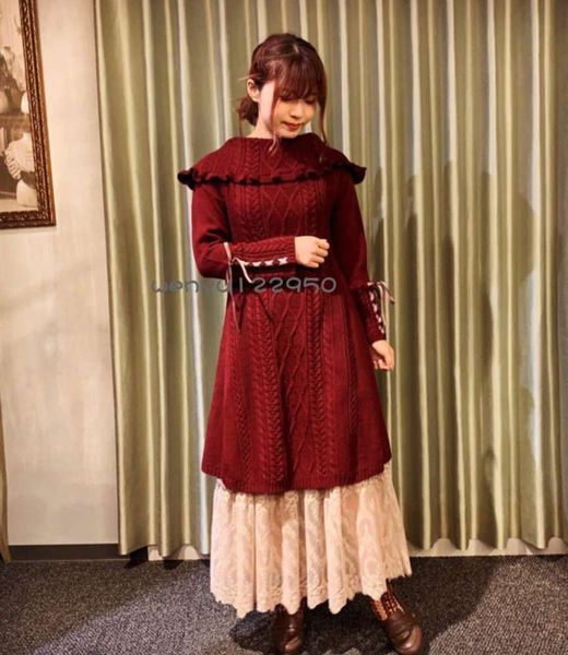 fashion and winter auricularia auricula lace big lapel autumn rhombic twist bow ribbon knitted sweater dress luxury, White;black
fashion and winter auricularia auricula lace big lapel autumn rhombic twist bow ribbon knitted sweater dress luxury, White;black