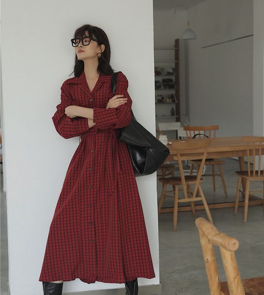 2021 new red plaid wrap autumn women button collar shirt lace up loose long sleeve midi x8kn, Black;gray
2021 new red plaid wrap autumn women button collar shirt lace up loose long sleeve midi x8kn, Black;gray