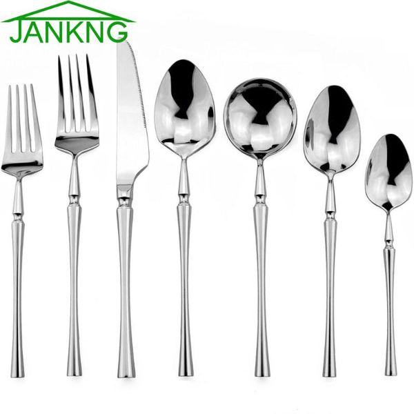 jankng silver dinnerware 18/10 stainless steel silverware flatware knife fork spoon western cutlery kitchen tableware
jankng silver dinnerware 18/10 stainless steel silverware flatware knife fork spoon western cutlery kitchen tableware