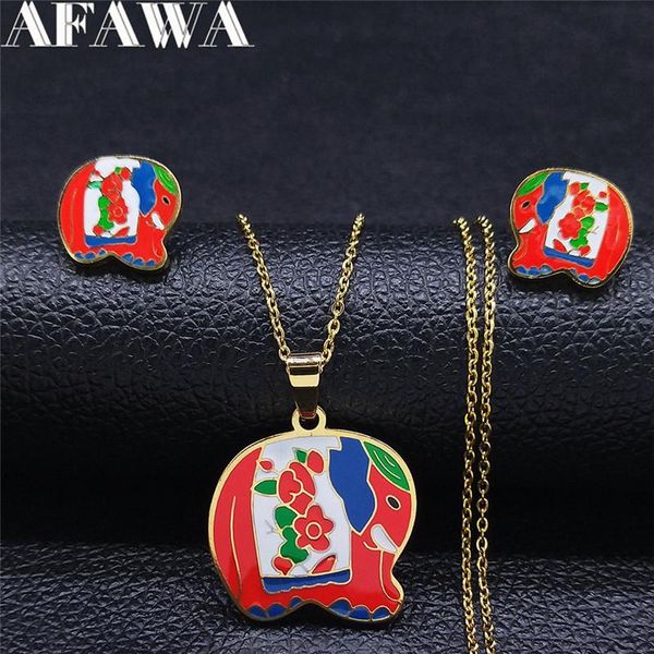 earrings & necklace cut red elephant stainless steel enamel kid necklaces sets gold color jewelry set collier enfant fille s9505s01, Silver
earrings & necklace cut red elephant stainless steel enamel kid necklaces sets gold color jewelry set collier enfant fille s9505s01, Silver