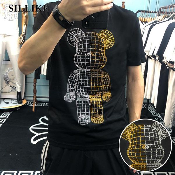 men's t-shirts sillike t violent bear heavy industry rhinestone half sleeve slim round neck short oversized shirt anime clothes, White;black
men's t-shirts sillike t violent bear heavy industry rhinestone half sleeve slim round neck short oversized shirt anime clothes, White;black