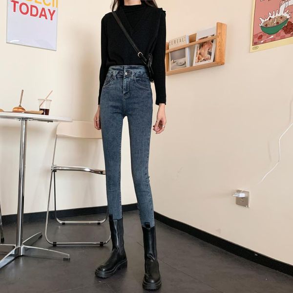 women's jeans autumn/winter style high waist straight pencil pants skinny women, Blue
women's jeans autumn/winter style high waist straight pencil pants skinny women, Blue