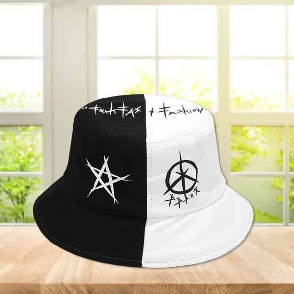 black white color block hip hop bucket hat harajuku graffiti star printed outdoor foldable panama fisherman cap, Blue;gray
black white color block hip hop bucket hat harajuku graffiti star printed outdoor foldable panama fisherman cap, Blue;gray