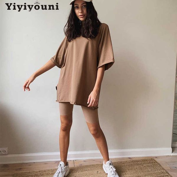 yiyiyouni casual loose short sleeve t-shirt and shorts 2 piece suit women summer solid tracksuits female cotton shorts outfits 210707, White
yiyiyouni casual loose short sleeve t-shirt and shorts 2 piece suit women summer solid tracksuits female cotton shorts outfits 210707, White