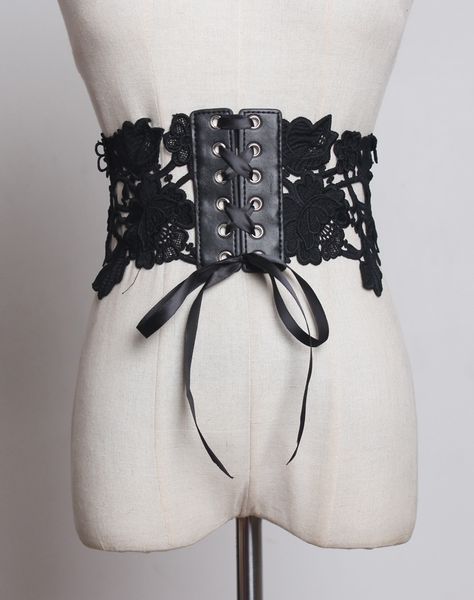 spring / summer fashion lace tie belt women's wide decorative dress shirt waist cover black and white6pfx, Black;brown
spring / summer fashion lace tie belt women's wide decorative dress shirt waist cover black and white6pfx, Black;brown
