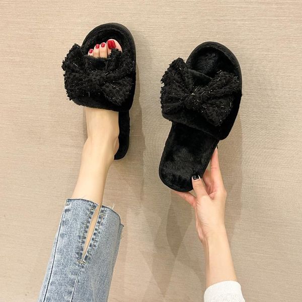 slippers shoes women house platform fur flip flops slides butterfly-knot low flock fashion pantofle soft plush flat massage lux, Black
slippers shoes women house platform fur flip flops slides butterfly-knot low flock fashion pantofle soft plush flat massage lux, Black