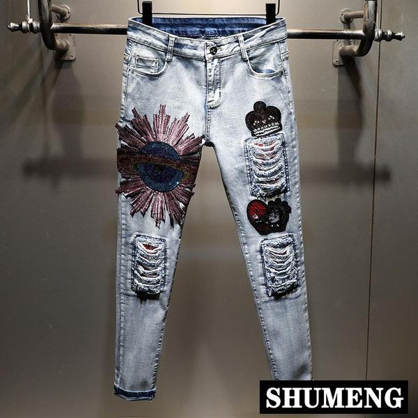 women's jeans 2021 spring and summer super fire female embroidery hole ripped high-waisted pencil trousers skinny denim pants, Blue
women's jeans 2021 spring and summer super fire female embroidery hole ripped high-waisted pencil trousers skinny denim pants, Blue