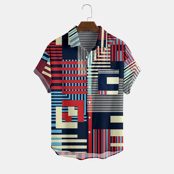 men's casual shirts european american loose printed striped shirt 2021 summer lapel outer wear plus size, White;black
men's casual shirts european american loose printed striped shirt 2021 summer lapel outer wear plus size, White;black