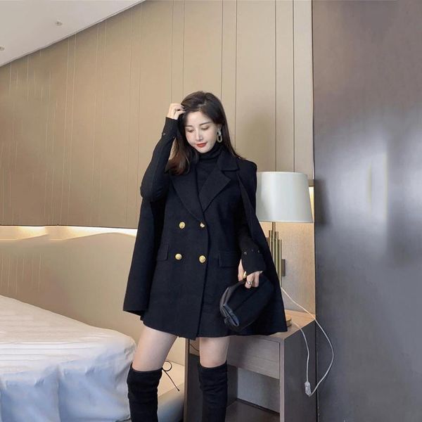women's wool & blends winter thicken black woolen cloaks shawl coat female fall 2021 british style double-sided solid short jacke
women's wool & blends winter thicken black woolen cloaks shawl coat female fall 2021 british style double-sided solid short jacke