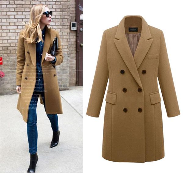 women's wool & blends autumn winter fashion mid-length solid color lapel long-sleeved double-breasted loose woolen coat female trend 10, Black
women's wool & blends autumn winter fashion mid-length solid color lapel long-sleeved double-breasted loose woolen coat female trend 10, Black