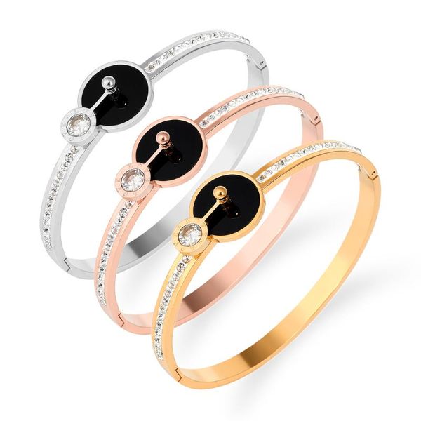 bangle style arrival stainless steel roman numeral women bracelets fashion cubic zirconia rose gold jewelry, Black
bangle style arrival stainless steel roman numeral women bracelets fashion cubic zirconia rose gold jewelry, Black