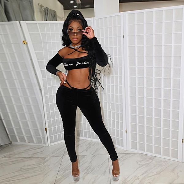 women's two piece pants autumn winter letter print club outfits velvet tracksuit long sleeve crop and bodycon pencil trouser slim suits, White
women's two piece pants autumn winter letter print club outfits velvet tracksuit long sleeve crop and bodycon pencil trouser slim suits, White