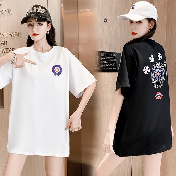 2021 summer new net red cross loose t-shirt women's short sleeve western fashion letter print top, White
2021 summer new net red cross loose t-shirt women's short sleeve western fashion letter print top, White