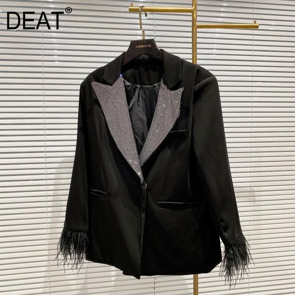 women's suits & blazers deat 2021 spring autumn long sleeve notched neck black diamond tassel blazer women fashion personalit temperame, White;black
women's suits & blazers deat 2021 spring autumn long sleeve notched neck black diamond tassel blazer women fashion personalit temperame, White;black