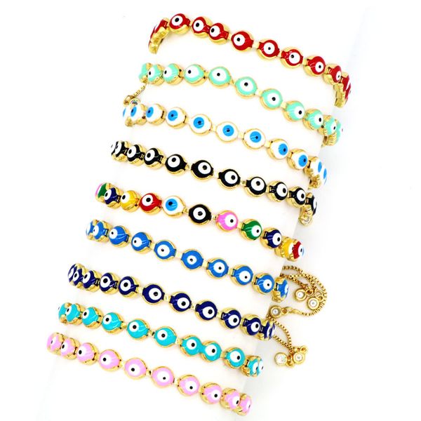 bohemian style colorful round evil eye beads strands adjustable metal chain bracelet, Black
bohemian style colorful round evil eye beads strands adjustable metal chain bracelet, Black