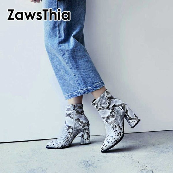 zawsthia autumn winter woman shoes block high heels snake skin print pattern pointed toe gold silver women ankle boots 210611, Black
zawsthia autumn winter woman shoes block high heels snake skin print pattern pointed toe gold silver women ankle boots 210611, Black