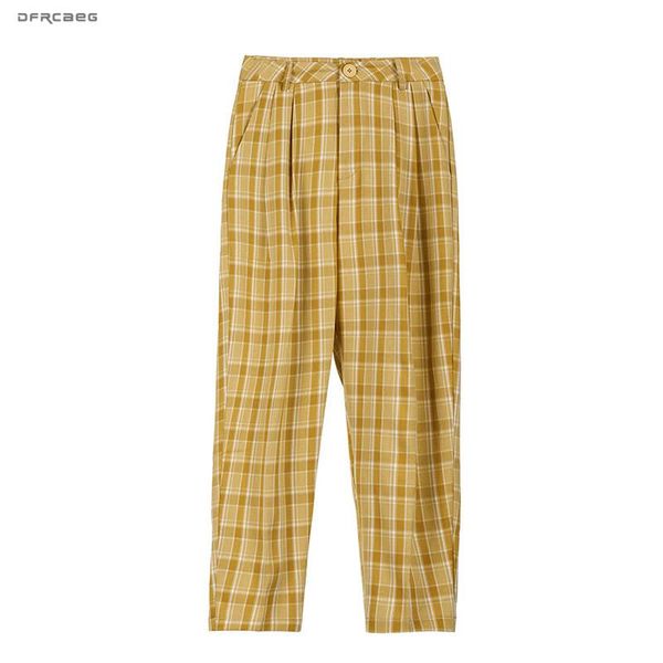 women's pants & capris yellow green high waist summer plaid pencil 2021 fashion streetwear ladies loose thin trousers women, Black;white
women's pants & capris yellow green high waist summer plaid pencil 2021 fashion streetwear ladies loose thin trousers women, Black;white