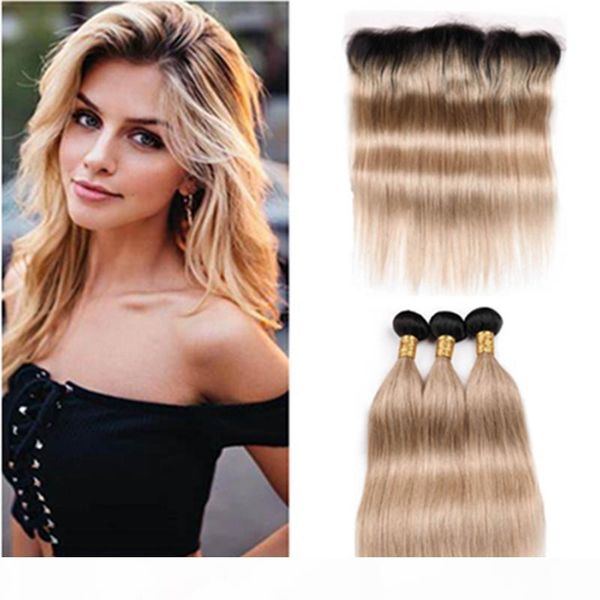 #1b 27 honey blonde ombre straight malaysian human hair weave bundles with frontal light brown ombre 3 bundles with 13x4 lace frontal, Black
#1b 27 honey blonde ombre straight malaysian human hair weave bundles with frontal light brown ombre 3 bundles with 13x4 lace frontal, Black
