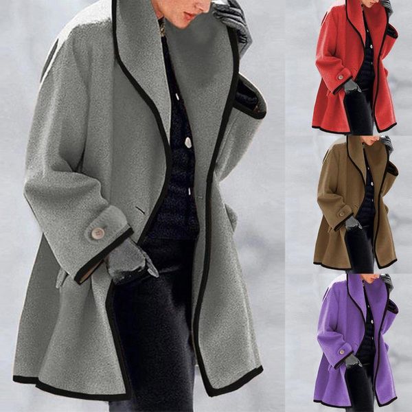 women's wool & blends 2021 women retro single button solid long cardigan jackets autumn sleeve pocket outwear winter hooded blend coat, Black
women's wool & blends 2021 women retro single button solid long cardigan jackets autumn sleeve pocket outwear winter hooded blend coat, Black