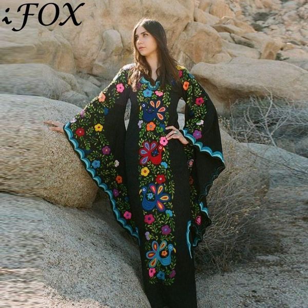 casual dresses v neck autumn loose long flare sleeve women 2021 fashion bohemian floral embroidery maxi dress vestidos, Black;gray
casual dresses v neck autumn loose long flare sleeve women 2021 fashion bohemian floral embroidery maxi dress vestidos, Black;gray