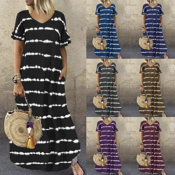 casual dresses elegant v-neck dress for women bohemian style short sleeve summer party vestidos de mujer stripe print loose 2021, Black;gray
casual dresses elegant v-neck dress for women bohemian style short sleeve summer party vestidos de mujer stripe print loose 2021, Black;gray