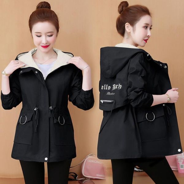 women's trench coats small windbreaker coat for women in spring and autumn of 2021, Tan;black
women's trench coats small windbreaker coat for women in spring and autumn of 2021, Tan;black
