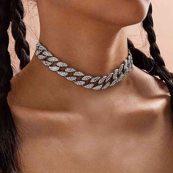 ice out women men statement necklace cool punk goth silver color cuban link chain collar choker necklace jewelry accessories x0509, Black
ice out women men statement necklace cool punk goth silver color cuban link chain collar choker necklace jewelry accessories x0509, Black