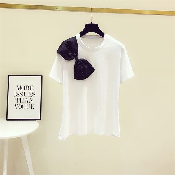 women's t-shirt appliques patchwork bow beading short sleeve t shirt woman korean baggy loose s-xl white black summer clothes
women's t-shirt appliques patchwork bow beading short sleeve t shirt woman korean baggy loose s-xl white black summer clothes