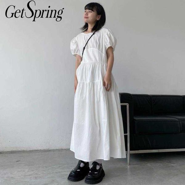 getspring women dress puff sleeve bandage cotton shirt dresses black white loose casual long summer fashion 210601, Black;gray
getspring women dress puff sleeve bandage cotton shirt dresses black white loose casual long summer fashion 210601, Black;gray