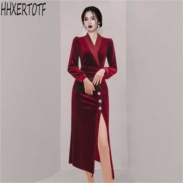 spring autumn elegant red velvet long dres v-neck split bodycon es 210531, Black;gray
spring autumn elegant red velvet long dres v-neck split bodycon es 210531, Black;gray