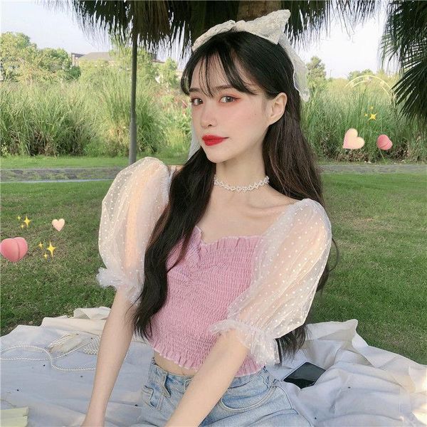 women's blouses & shirts blouse women shirt 2021 summer dot mesh puff sleeve plaid short blusas mujer de moda, White
women's blouses & shirts blouse women shirt 2021 summer dot mesh puff sleeve plaid short blusas mujer de moda, White