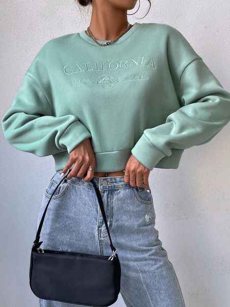 drop shoulder letter & mountain embroidery crop sweatshirt g3i5#, White;black
drop shoulder letter & mountain embroidery crop sweatshirt g3i5#, White;black