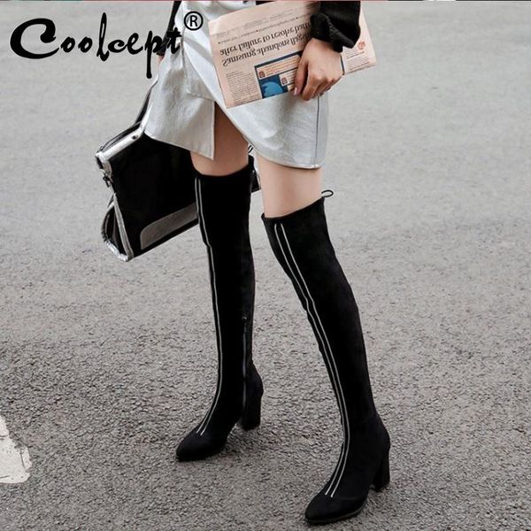boots coolcept women slip on plus size 32-48 over the knee side zipper comfortable daily long square heels botas footwear, Black
boots coolcept women slip on plus size 32-48 over the knee side zipper comfortable daily long square heels botas footwear, Black