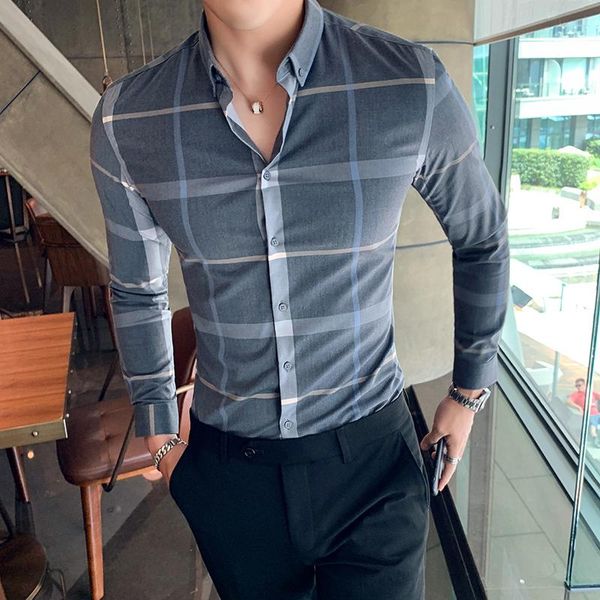 men's casual shirts plaid men fashion business dress man long sleeve slim fit social party blouse camisa masculina, White;black
men's casual shirts plaid men fashion business dress man long sleeve slim fit social party blouse camisa masculina, White;black