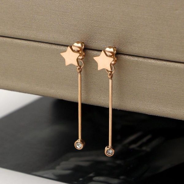 fashionable five - pointed rods round bar stone care gold crystal earrings wild earrings titanium steel jewelry, Silver
fashionable five - pointed rods round bar stone care gold crystal earrings wild earrings titanium steel jewelry, Silver