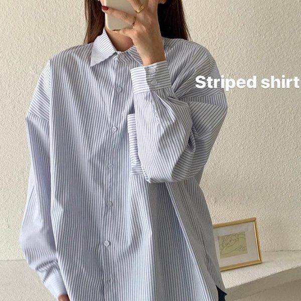 women's blouses & shirts blue stripped preppy ofiice laies women fashion long sleeve autumn casual vintage button, White
women's blouses & shirts blue stripped preppy ofiice laies women fashion long sleeve autumn casual vintage button, White