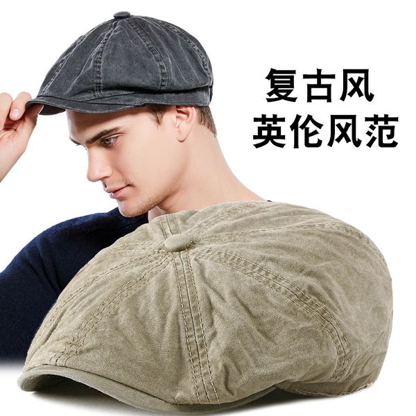 spring autumn winter washed cotton used octagonal men's and women's british style solid cap simple beret, Blue;gray
spring autumn winter washed cotton used octagonal men's and women's british style solid cap simple beret, Blue;gray