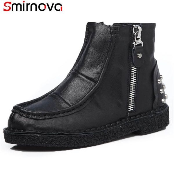 boots smirnova 2021 fashion square toe genuine leather zip rivet ankle for women flat with platform casual, Black
boots smirnova 2021 fashion square toe genuine leather zip rivet ankle for women flat with platform casual, Black