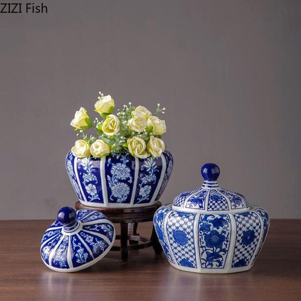 classic ceramic vases blue and white porcelain vase storage jar with cover desk decoration floral arrangement vintage home decor
classic ceramic vases blue and white porcelain vase storage jar with cover desk decoration floral arrangement vintage home decor