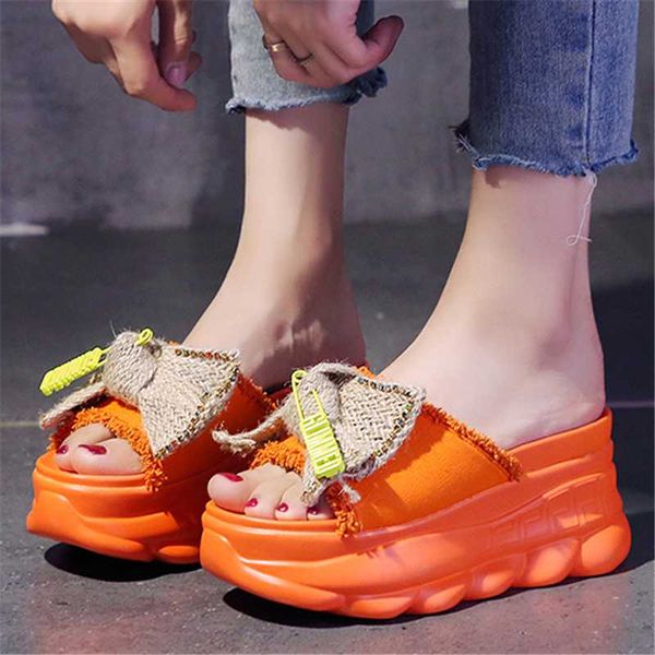 slippers 8.5cm height women's summer casual shoes fashion butterfly-knot wedge slides sweet girl chunky sandals open toed beach, Black
slippers 8.5cm height women's summer casual shoes fashion butterfly-knot wedge slides sweet girl chunky sandals open toed beach, Black