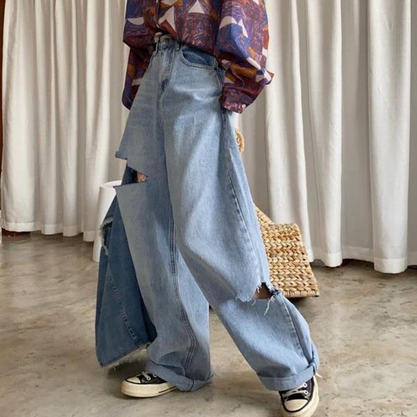 women's jeans women summer full length wide leg hole high waist stylish streetwear korean style baggy plus size bf leisure ladies retro, Blue
women's jeans women summer full length wide leg hole high waist stylish streetwear korean style baggy plus size bf leisure ladies retro, Blue