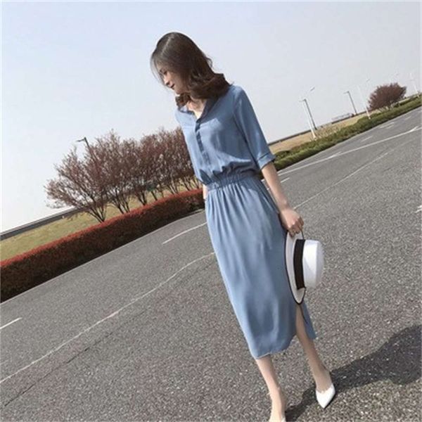 chiffon dress women's summer korean version temperament medium length fairy skirt black waist covered, Black;gray
chiffon dress women's summer korean version temperament medium length fairy skirt black waist covered, Black;gray