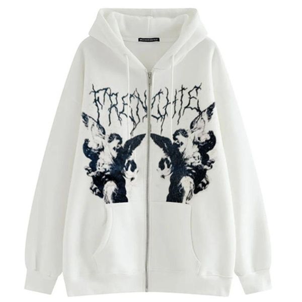 women's hoodies & sweatshirts gothic harajuku y2k punk women angel dark print long sleeved zipper oversized jacket hip hop streetwear, Black
women's hoodies & sweatshirts gothic harajuku y2k punk women angel dark print long sleeved zipper oversized jacket hip hop streetwear, Black