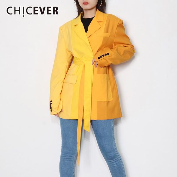 women's suits & blazers chicever temperament colorblock blazer notched collar long sleeve lace up tunic casual female fashion 2021, White;black
women's suits & blazers chicever temperament colorblock blazer notched collar long sleeve lace up tunic casual female fashion 2021, White;black