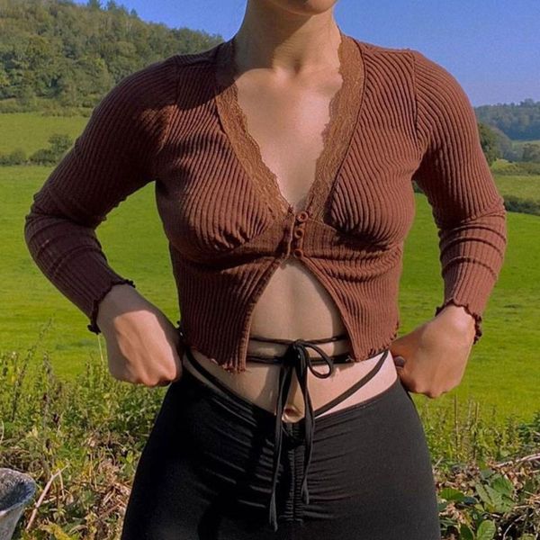 women's t-shirt e-girl sweet deep v-neck lace trim crop y2k fashion slit hem long sleeve brown t-shirts vintage 90s aesthetics top, White
women's t-shirt e-girl sweet deep v-neck lace trim crop y2k fashion slit hem long sleeve brown t-shirts vintage 90s aesthetics top, White